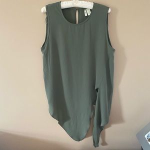 Green Blouse Slit Tank Top